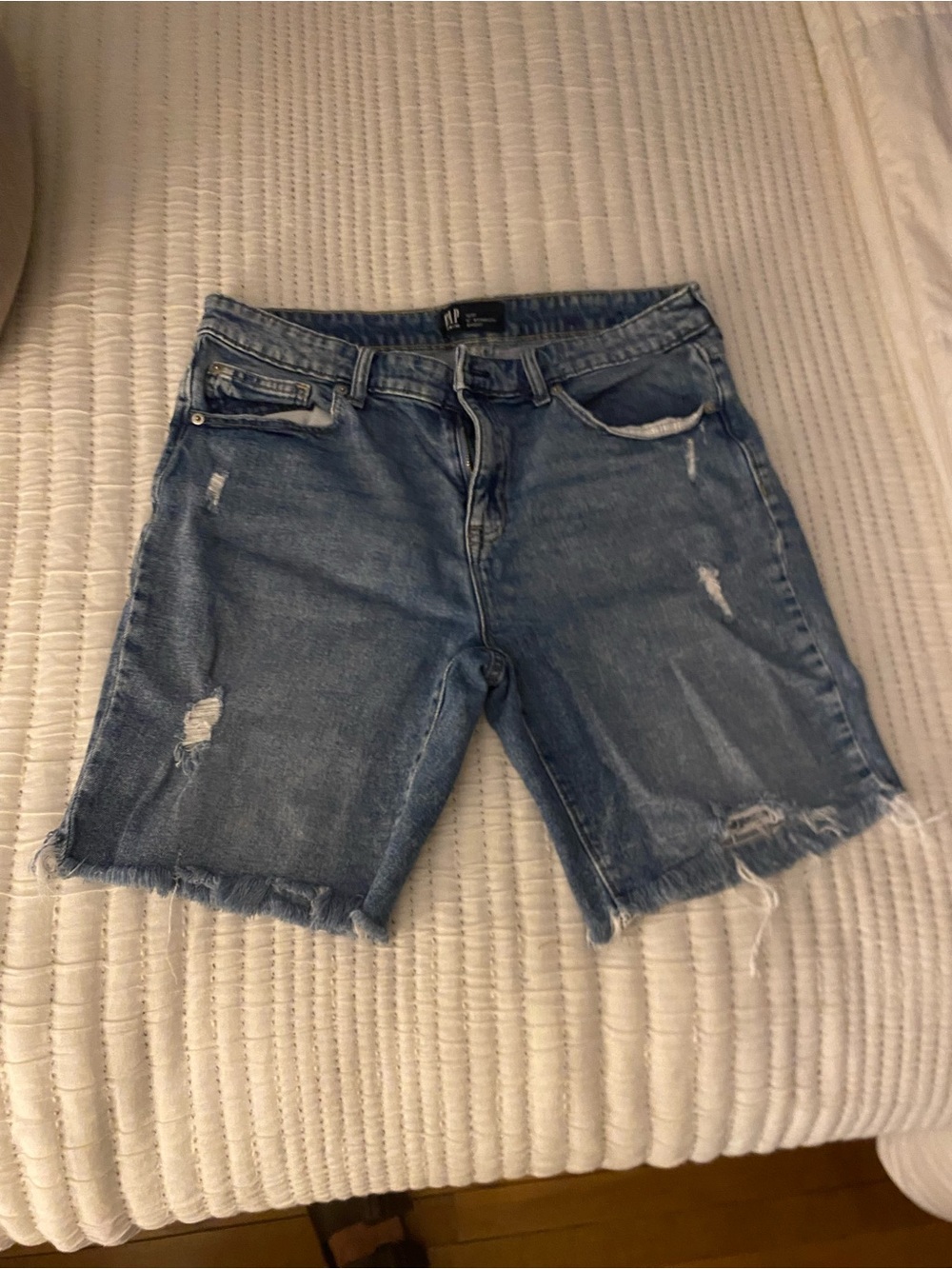 GAP Distressed Light Blue Denim Shorts